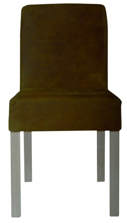 Designer Esszimmer Stuhl ModEF 35 Braun Leder - Hotelmöbel - Holz Buche