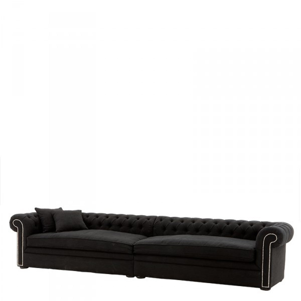 Riesiges Chesterfield Luxus Sofa Schwarz Leinen 380cm Länge