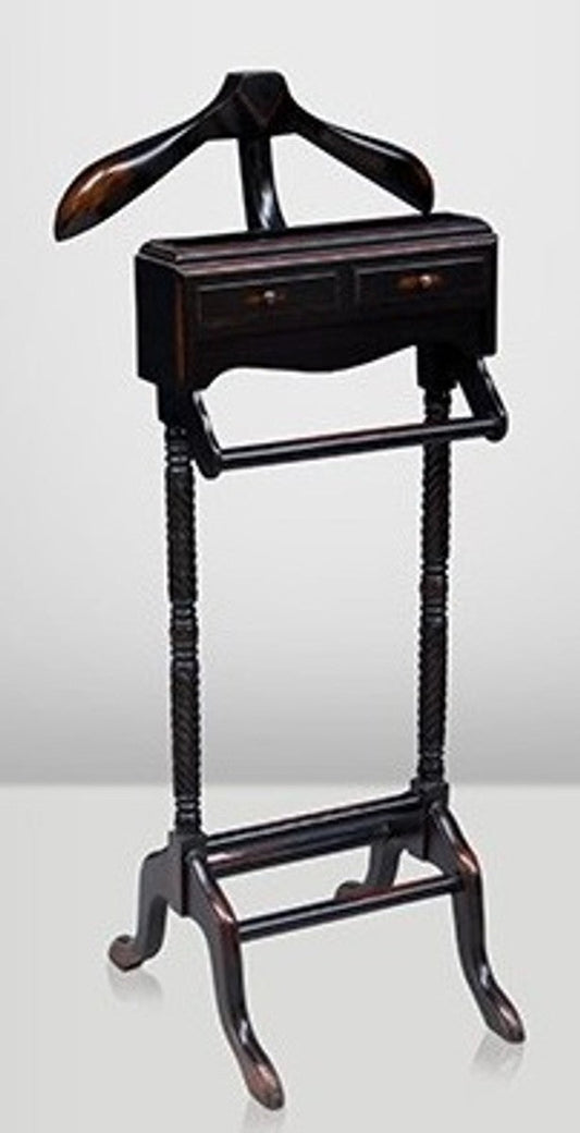 Designer Luxus Garderoben Ständer aus Massivholz Antik Stil Schwarz / Braun - Dressboy - Kleiderständer Anzugständer