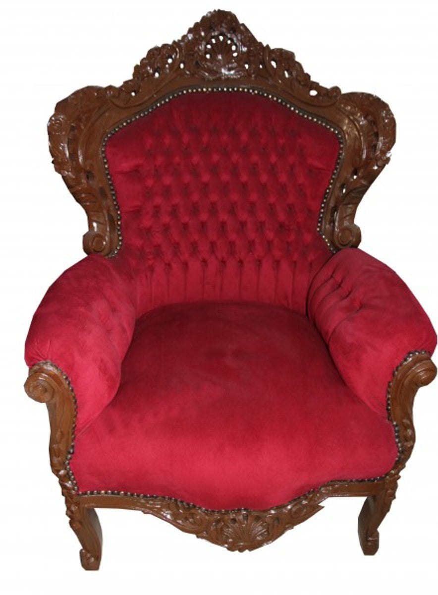 Barock Sessel King Bordeaux / Braun Lackiert