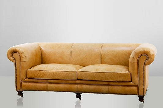 Chesterfield Luxus Echt Leder Sofa 2.5 Seater Vintage Leder von Old Saddle Sand