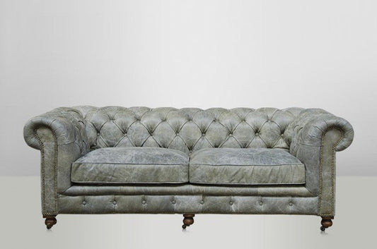 Chesterfield Luxus Echt Leder Sofa 2.5 Seater Vintage Leder von Galata Verde