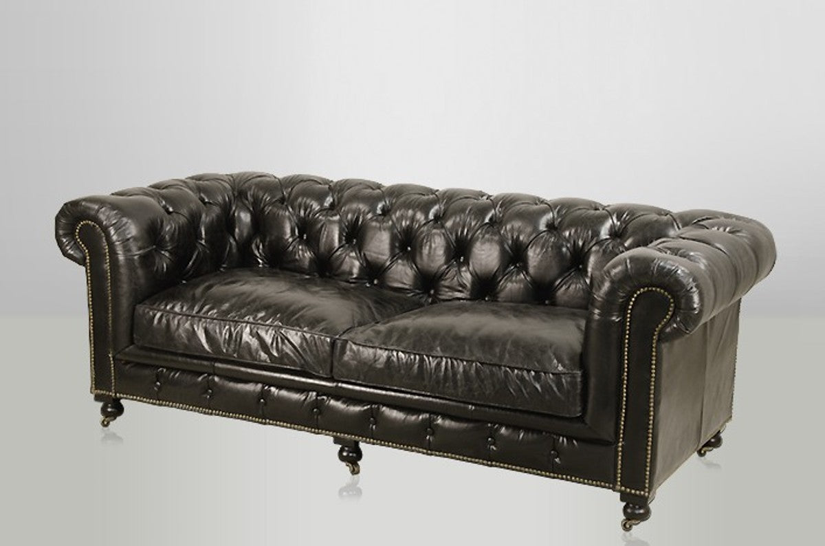 Chesterfield Luxus Echt Leder Sofa 2.5 Seater Vintage Leder von Ebony