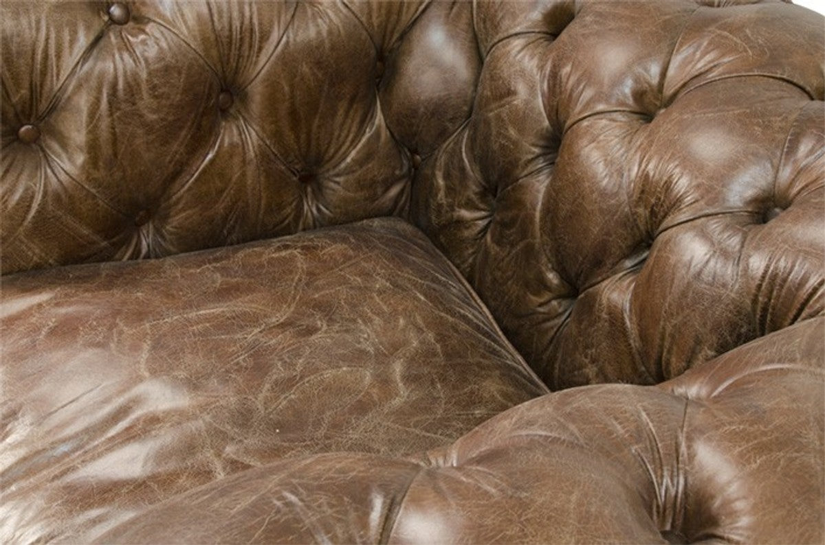 Chesterfield Luxus Echt Leder Sessel Vintage Leder von Cigar - Club Sessel