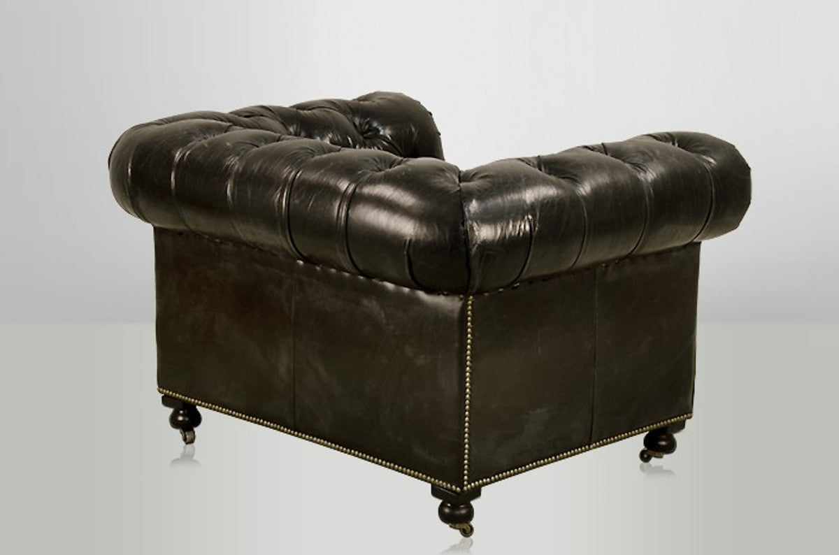 Chesterfield Luxus Echt Leder Sessel Vintage Leder von Ebony - Club Sessel