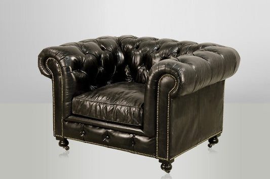 Chesterfield Luxus Echt Leder Sessel Vintage Leder von Ebony - Club Sessel