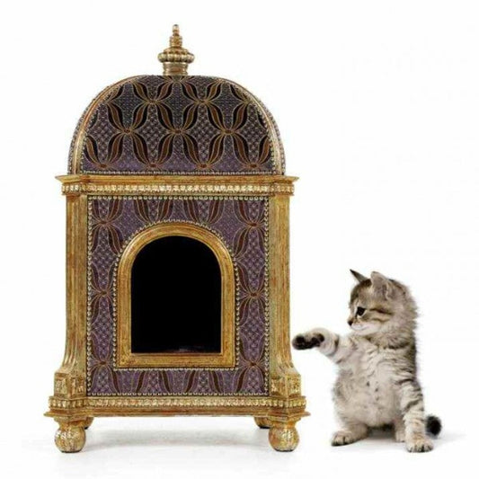 Barock Luxus Katzenhaus Golden Temple - Möbel Katze Haus Sitz Tiermöbel