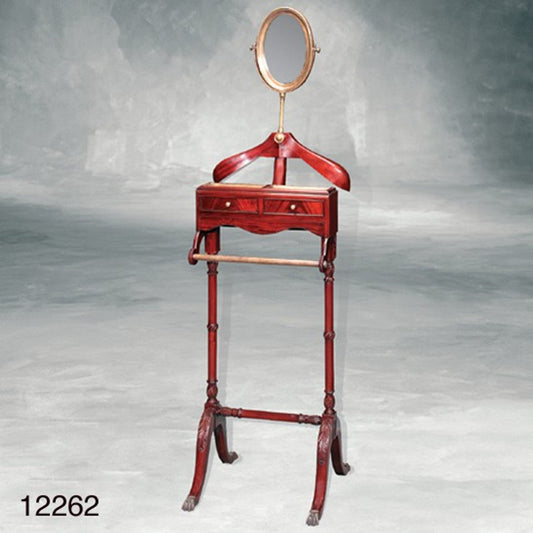 Designer Luxus Garderoben Ständer Paris Mahagoni mit Spiegel - Dressboy - Kleiderständer Anzugständer - Barock Empire Art Deco Jugendstil Biedermeier