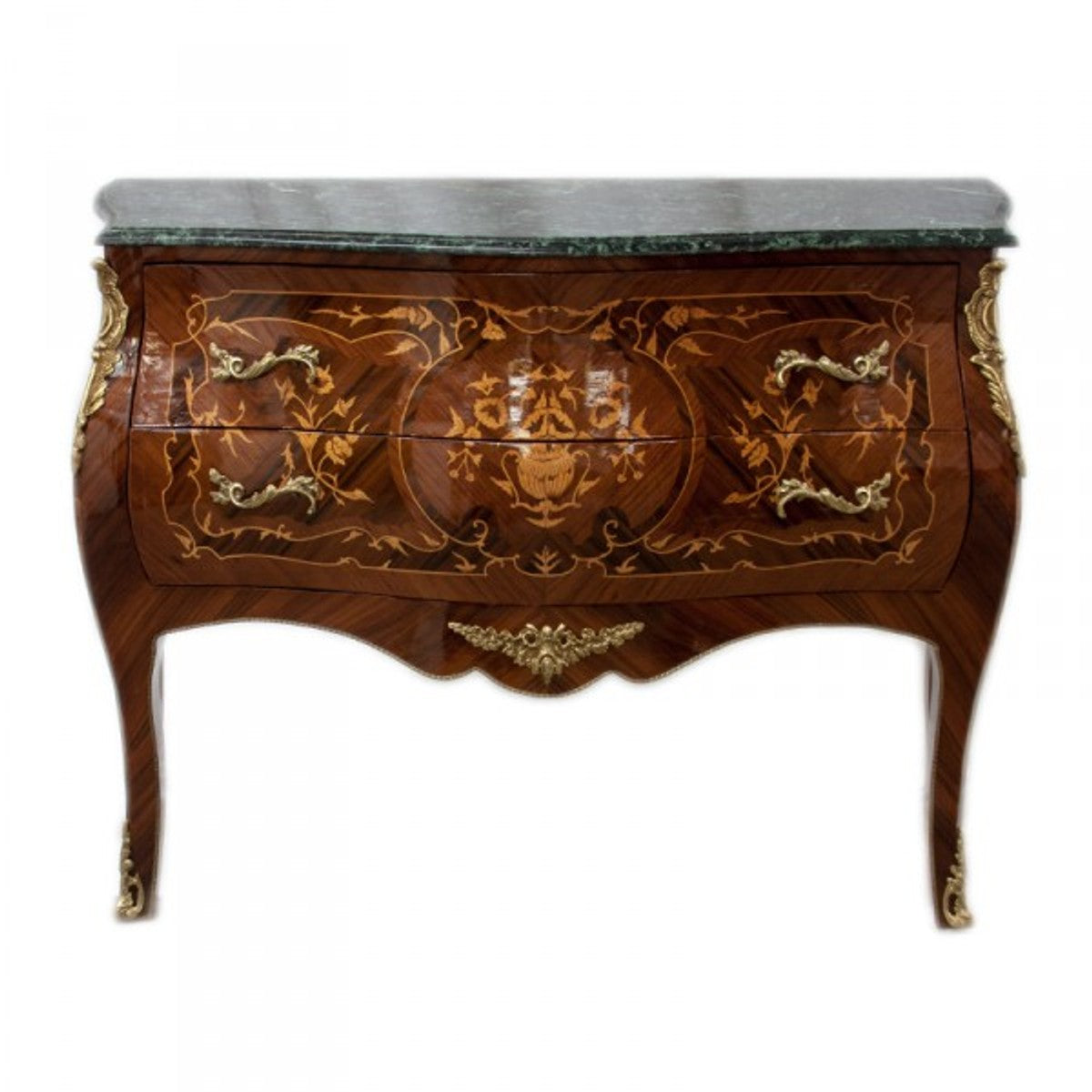 Barock Kommode Braun Intarsien mit Marmorplatte 100cm