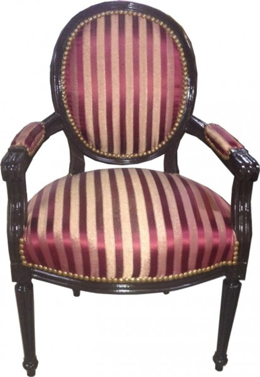 Salon Stuhl Bordeauxrot / Violett Streifen / Braun Mod2