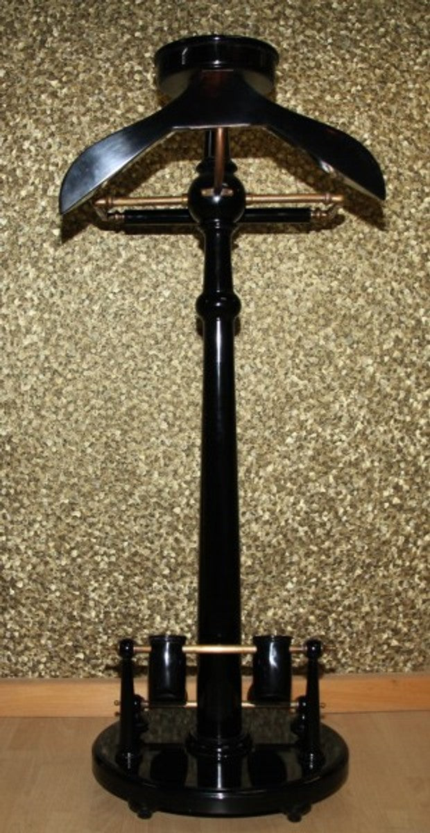 Designer Luxus Garderoben Ständer New York Banker Stil - Schwarz / Messing - Dressboy - Kleiderständer Anzugständer - Barock Empire Art Deco Jugendstil Stummer Diener Herren Diener Biedermeier