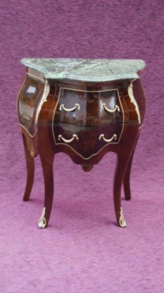 Barock Kommode mit Marmorplatte Braun H 73 cm, B 59 cm - Modell Mahagoni - Nachttisch Kommode