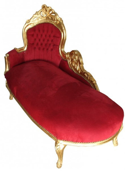 Barock Chaiselongue King Bordeaux / Gold