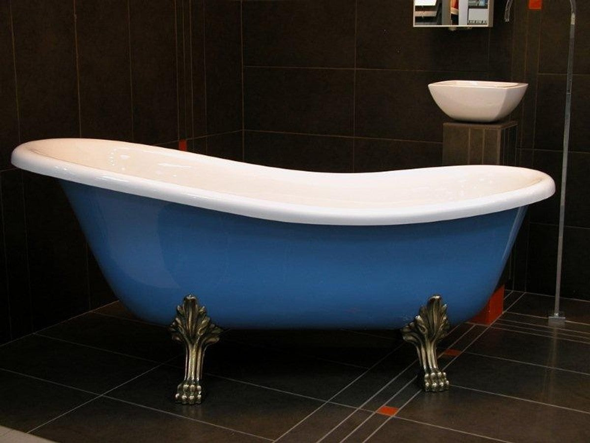 Freistehende Luxus Badewanne Jugendstil Roma Hellblau/Weiß/Altgold 1470mm - Barock Badezimmer