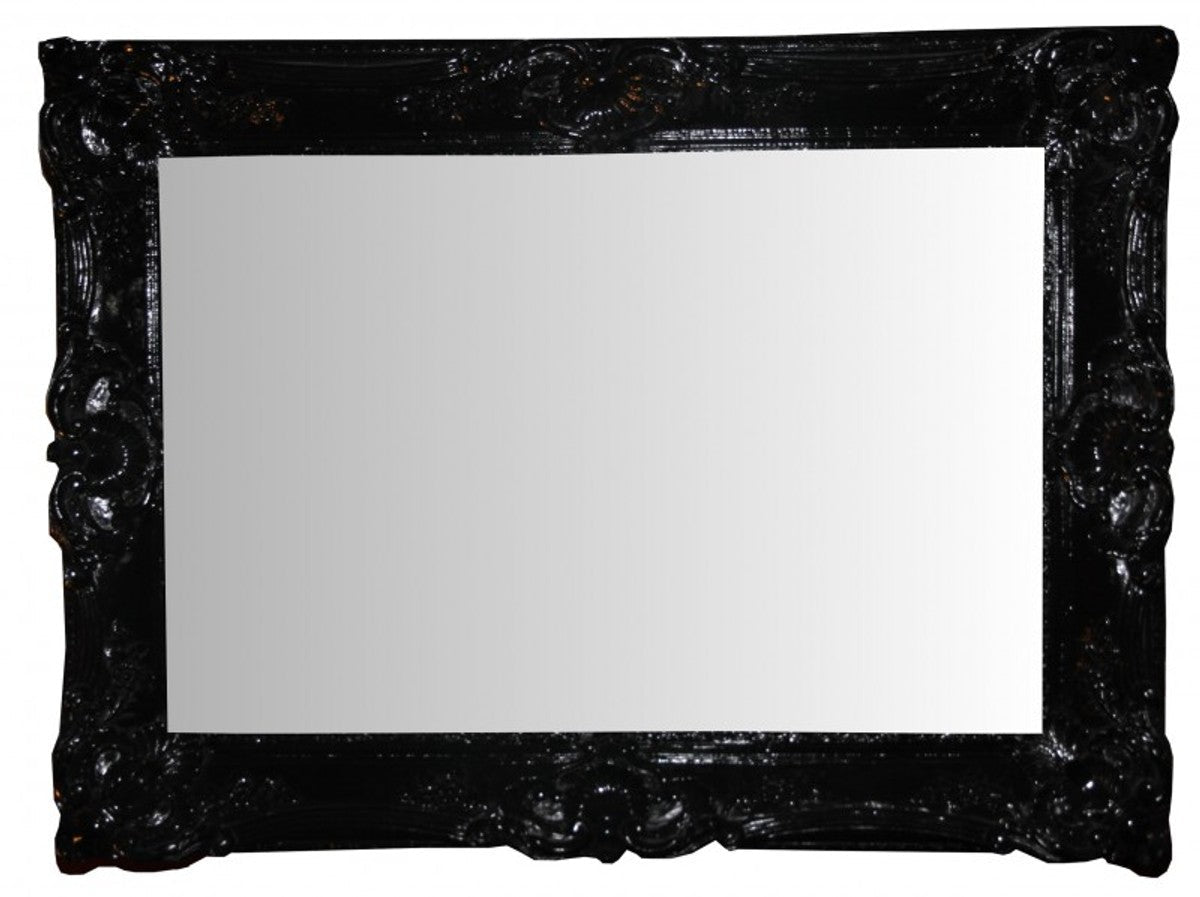 Barock Wandspiegel Schwarz Klavierlack - Edel & Prunkvoll