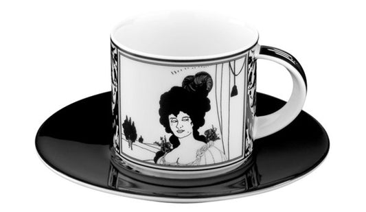 Handgearbeitete Moccatasse aus Porzellan mit einem Motiv von Audrey Beardsley Portrait 0,09 Ltr. - feinste Qualität aus der Tettau Porzellanfabrik - wunderschöne Espressotasse