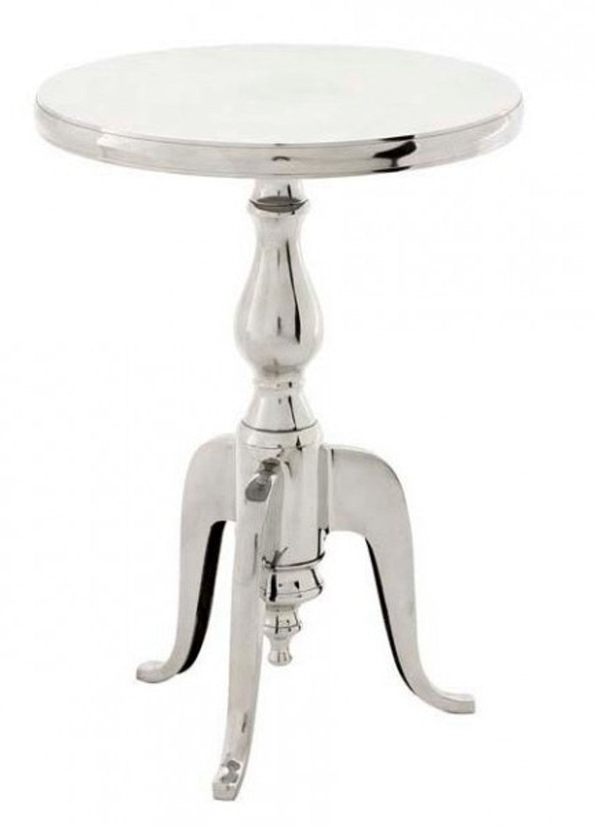 Designer Luxus Beistelltisch Silver Höhe: 55 cm, Durchmesser 40 cm - Edelstahl Hocker - Nickel Finish