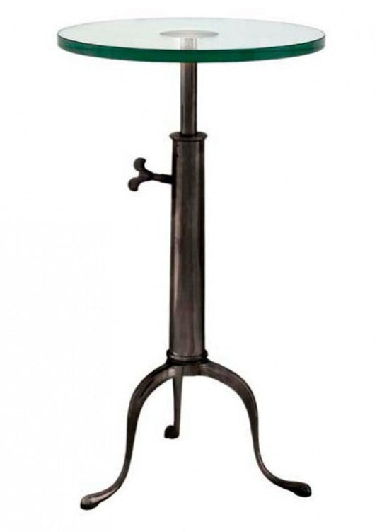 Designer Luxus Industrial Design Beistelltisch Höhenverstellbar Bronzefarben Höhe: 63 - 76 cm, Durchmesser 40 cm - Edelstahl Tisch - Telefontisch Industrie Design - Luxus Qualität