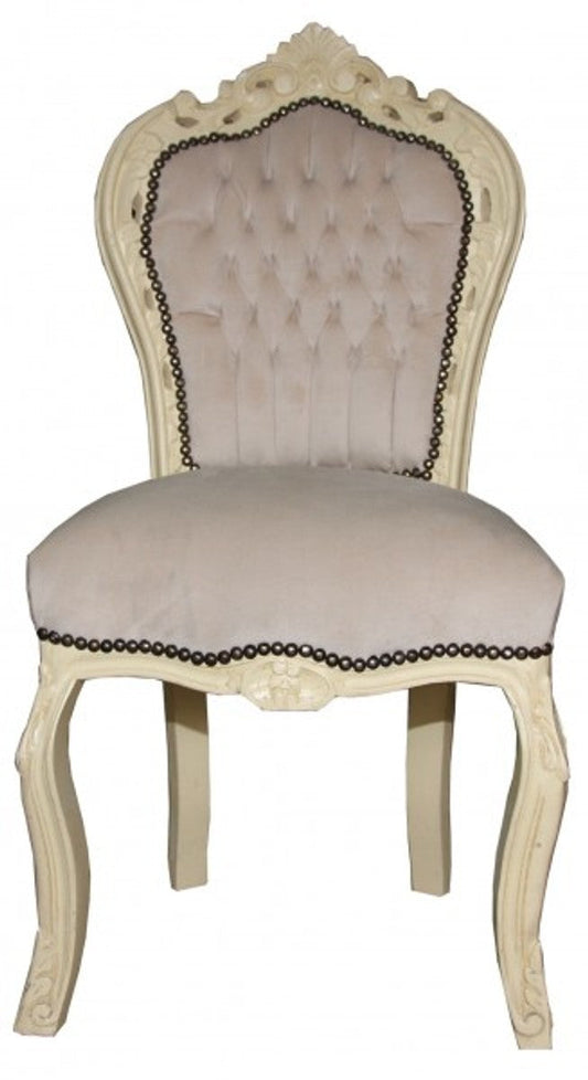 Barock Esszimmer Stuhl Creme / Creme Antik Look - Möbel Antik Stil