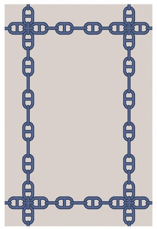Wunderschöner Luxus Teppich aus 100% Neuseeland-Wolle, Blau/Creme, Samtweich 200 x 300 cm - Hochwertige Qualität