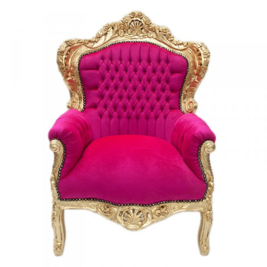 Barock Sessel King Pink / Gold Möbel Antik Stil