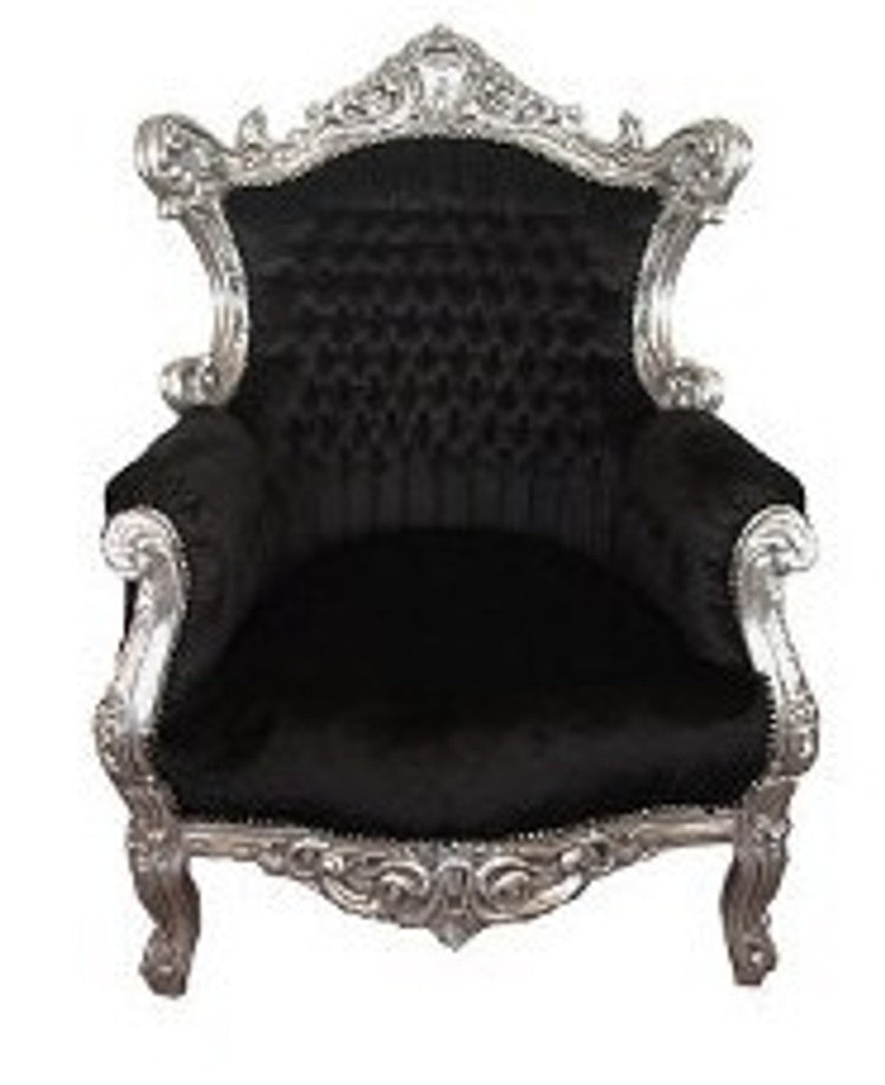 Barock Sessel Al Capone Schwarz / Silber
