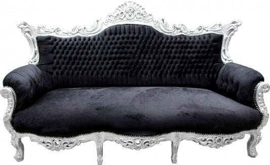 Barock Sofa Master Schwarz / Silber - Möbel Couch Lounge