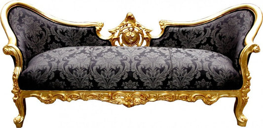 Barock Sofa Vampire Schwarz Muster / Gold - Möbel