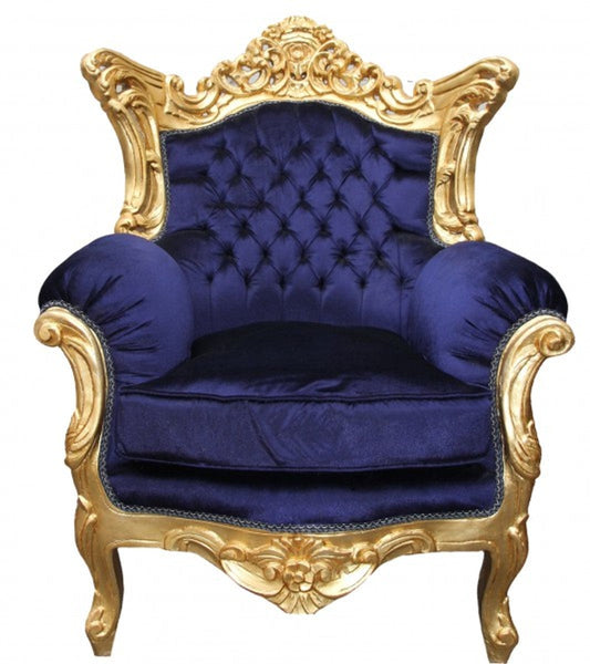 Barock Sessel Al Capone Mod2 Royalblau/Gold