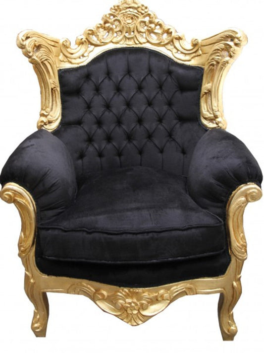Barock Sessel Al Capone Mod 2 Schwarz / Gold Möbel Antik Stil