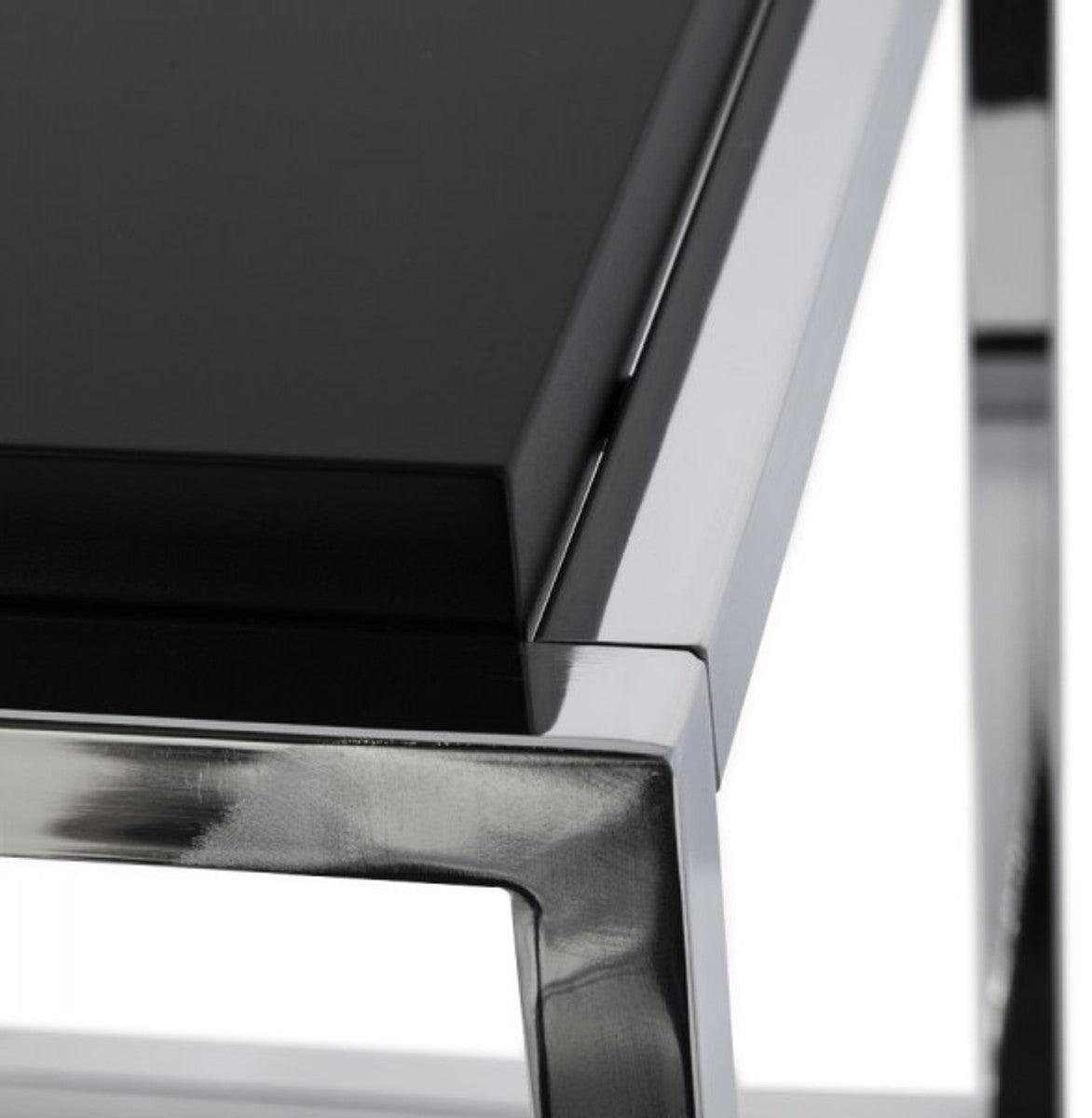 Designer Beistelltisch Schwarz / Chrom 42 x 42 x 44 cm - Tisch - Hotel Cafe Restaurant Praxis Kanzlei Einrichtung