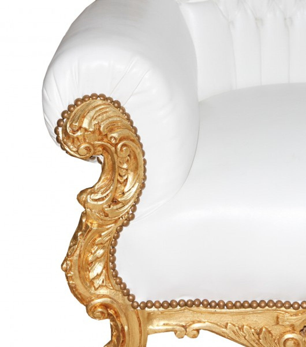 Barock Thron Sessel Majestic Mod1 Weiß/Gold - Riesensessel -Thron Stuhl Tron