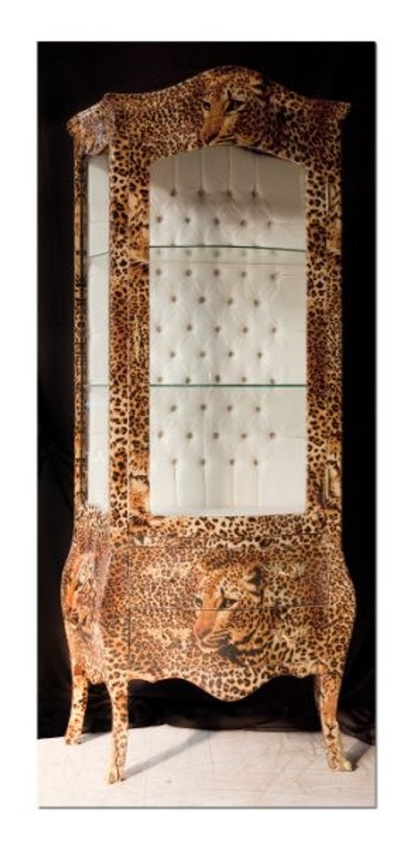 Barock Vitrine Leopard - Möbel Leo Optik