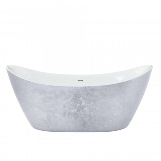 Art Deco Badewanne freistehend Edelstahleffekt Modell He-Hyl 1730mm - Freistehende Retro Antik Jugendstil Badewanne