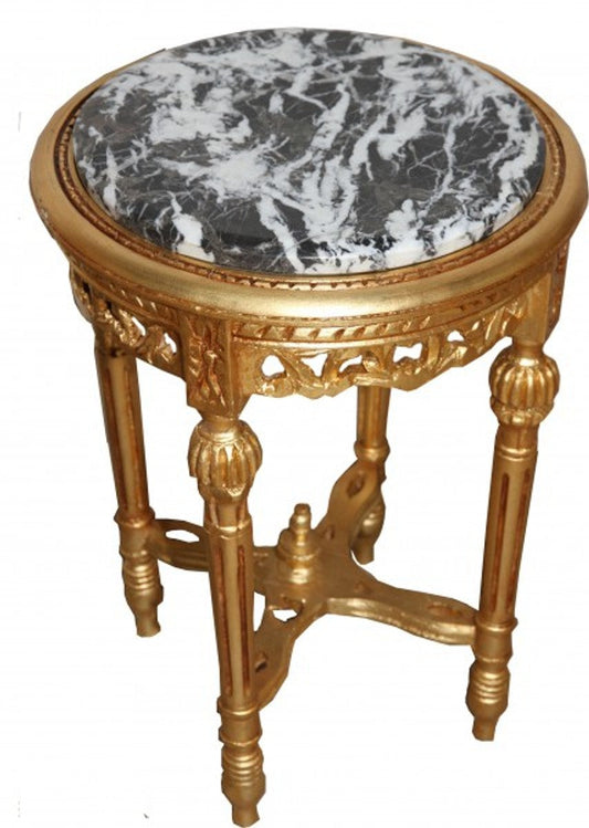 Barock Beistelltisch Rund Gold 53 x 38 cm Antik Stil - Möbel
