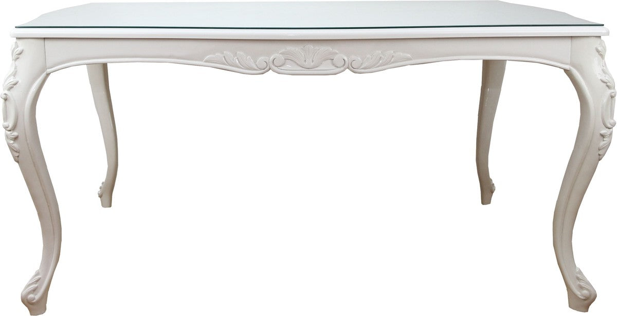 Barock Luxus Esstisch Weiss 160 x 100 cm - Hotel, Restaurant Möbel - Made in Italy