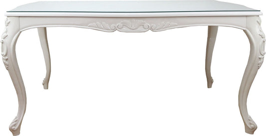 Barock Luxus Esstisch Weiss 160 x 100 cm - Hotel, Restaurant Möbel - Made in Italy