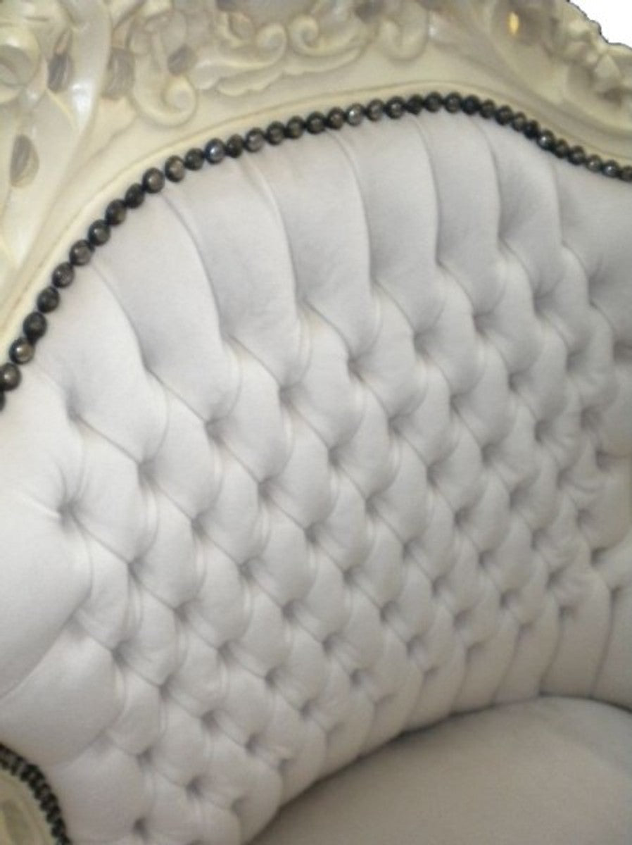 Barock Sessel King creme / creme mit Samtstoff 85 x 85 x H. 120 cm - Limited Edition