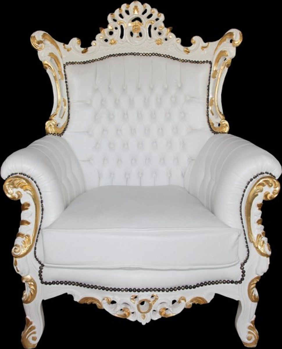 Barock Sessel Al Capone Weiß/Gold Mod2 - Limited Edition
