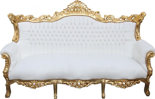 Barock 3-er Sofa Master Weiss / Gold - Antik Möbel