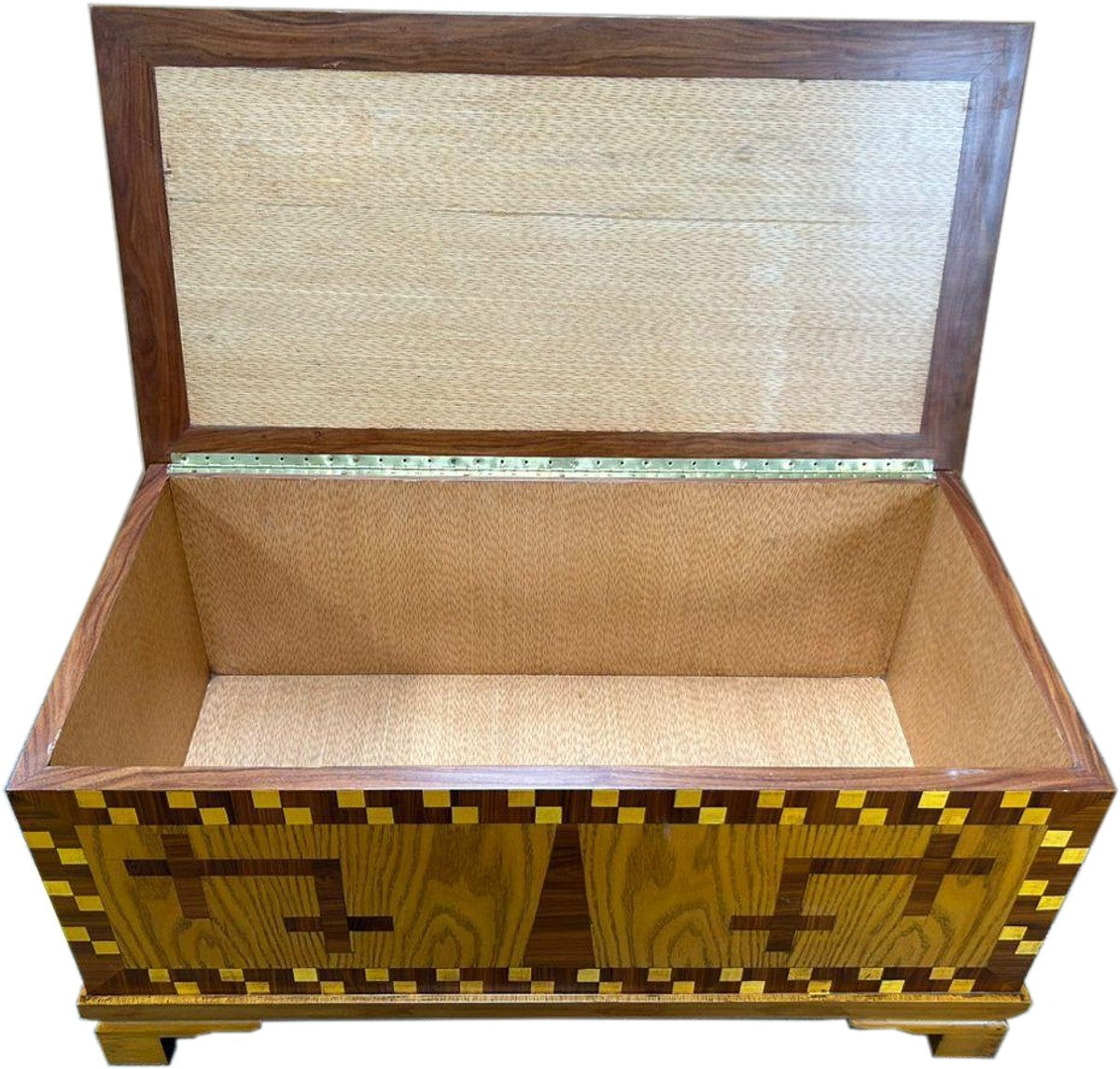 Truhen Kommode 40er Jahre Museumsnachbau Replikat 102 x 52 x H 50 cm - Braun Intarsien Antik Stil Möbel Berlin Truhe Art Deco