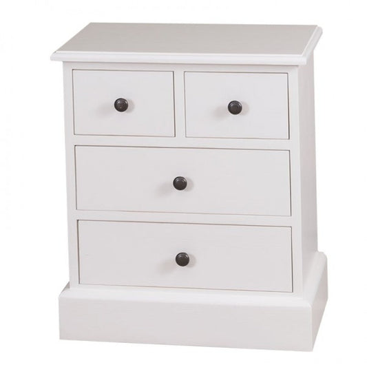 Landhaus Stil Kommode mit 4 Schubladen - Jugendstil Shabby Chic Möbel - Massivholz Nachtschrank