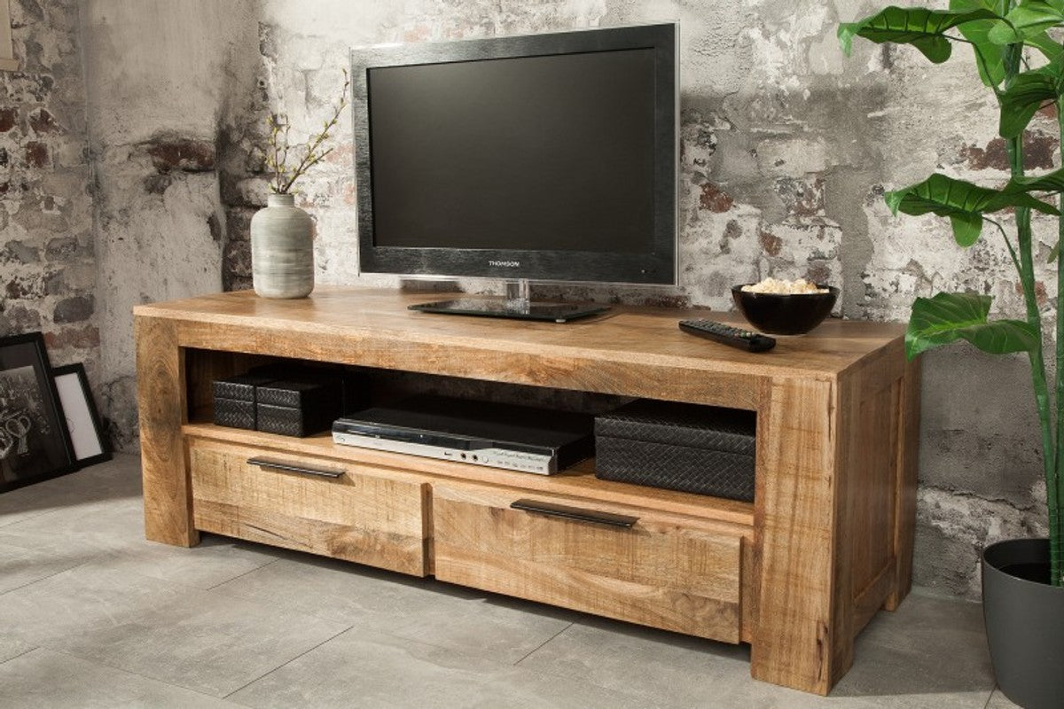 Designer Fernsehschrank Natur B.130cm x H.45cm x T.45cm - Sideboard - Kommode - Handgefertigt aus Mango Massivholz!