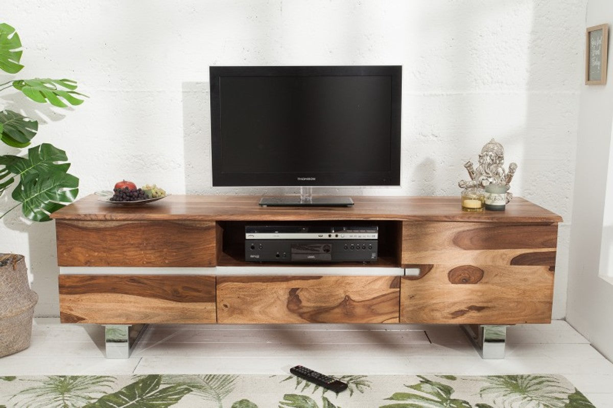 Designer Fernsehschrank Natur B.160cm x H.50cm x T.45cm - Sideboard - Kommode - Handgefertigt Massivholz!