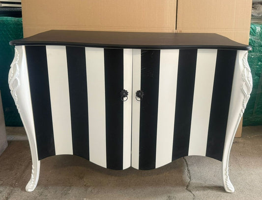 Barock Kommode mit 2 Türen Schwarz / Weiß 120 cm - Barock Möbel