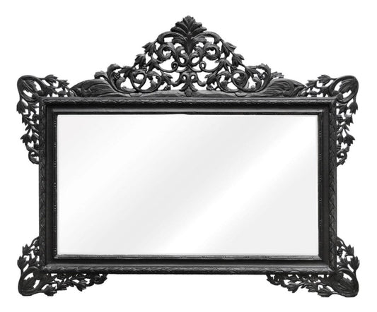 Barock Wandspiegel Schwarz 190 x H. 155 cm - Wohnzimmer Spiegel im Barockstil