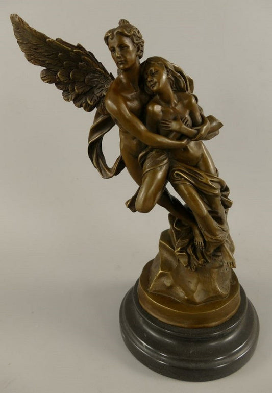 Jugendstil Bronze Deko Figur Armor & Psyche Bronze / Schwarz H. 31 cm