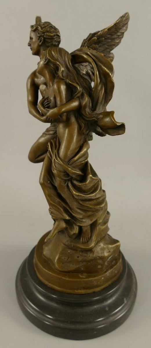 Jugendstil Bronze Deko Figur Armor & Psyche Bronze / Schwarz H. 31 cm