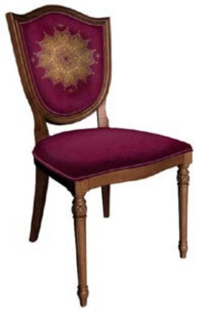 Art Deco Esszimmerstuhl Set Lila / Braun - 6 Handgefertigte Art Deco Küchen Stühle - Art Deco Esszimmer Möbel