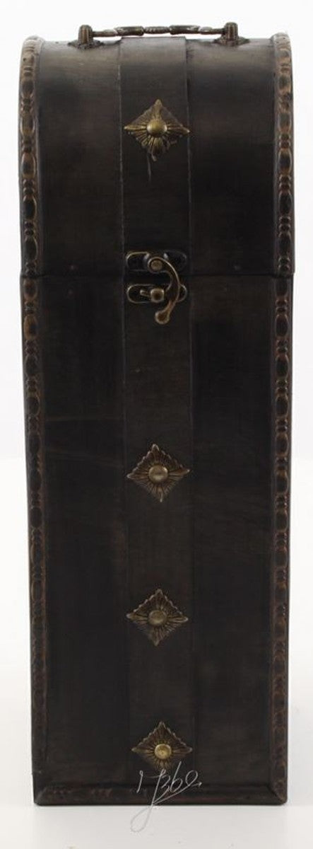 Art Deco Weinkoffer / Weinbox Schwarz 14,5 x 12,5 x H. 37 cm - Holzkoffer